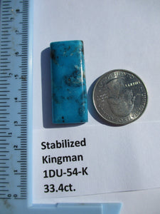 33.4 ct (36x15x5.5 mm) Stabilized Kingman Turquoise Cabochon Gemstone, # 1DU 54