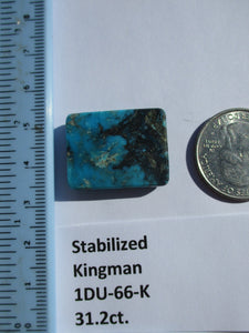 31.2 ct (26x20x6 mm) Stabilized Kingman Turquoise Cabochon Gemstone, # 1DU 66