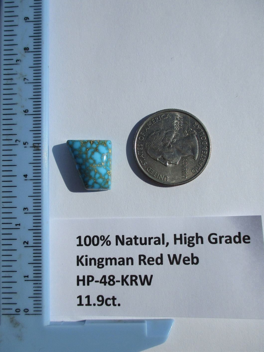 11.9 ct. (16x14x6.5 mm) 100% Natural High Grade Kingman Red Web Turquoise Cabochon Gemstone, # HP 48