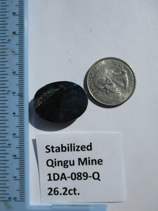 26.2 ct. (26x19.5x7 mm) Stabilized Qingu Mine (Hubei) Turquoise Cabochon Gemstone, # 1DA 089