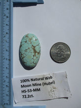 Load image into Gallery viewer, 72.2 ct. (39x24x9 mm ) 100% Natural Web Moon Mine (Hubei) Turquoise  Cabochon Gemstone # HS 53