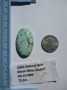 72.2 ct. (39x24x9 mm ) 100% Natural Web Moon Mine (Hubei) Turquoise  Cabochon Gemstone # HS 53