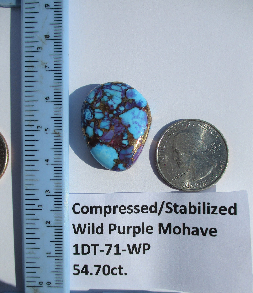 54.7 ct. (29x23x8 mm) Pressed/Dyed/Stabilized Kingman Wild Purple Mohave Turquoise Gemstone # 1DT 71