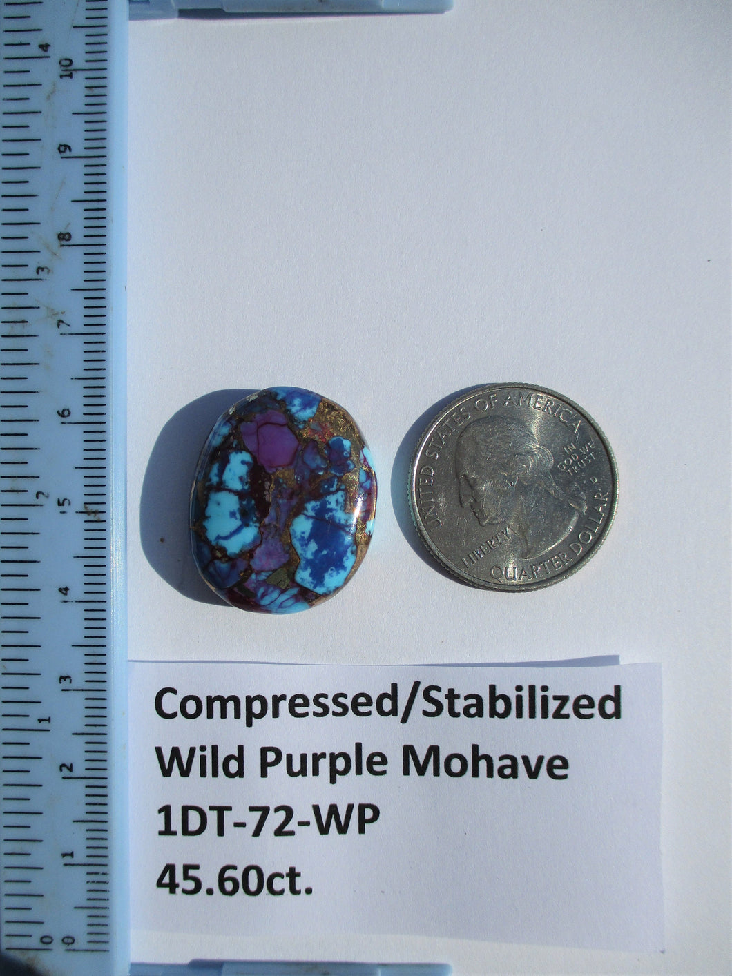 45.6 ct. (26x21.5x8.5 mm) Pressed/Dyed/Stabilized Kingman Wild Purple Mohave Turquoise Gemstone # 1DT 72