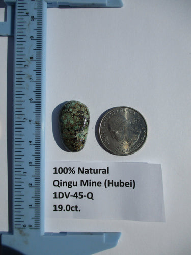 19.0 ct. (25x15.5x6 mm) 100% Natural Qingu Mine (Hubei) Turquoise Cabochon Gemstone, # 1DV 45
