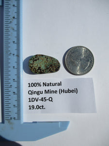 19.0 ct. (25x15.5x6 mm) 100% Natural Qingu Mine (Hubei) Turquoise Cabochon Gemstone, # 1DV 45