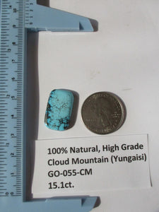 15.1 ct. (23x14x4 mm) 100% Natural High Grade Web Cloud Mountain (Yungaishi) Turquoise Cabochon Gemstone, GO 055