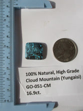 Load image into Gallery viewer, 16.9 ct. (17x16.5x5 mm) 100% Natural High Grade Web Cloud Mountain (Yungaishi) Turquoise Cabochon Gemstone, GO 051