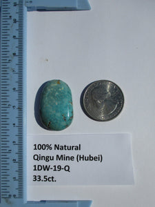 33.5 ct. (30x20x6.5 mm) 100% Natural Qingu Mine (Hubei) Turquoise Cabochon Gemstone, # 1DW 19
