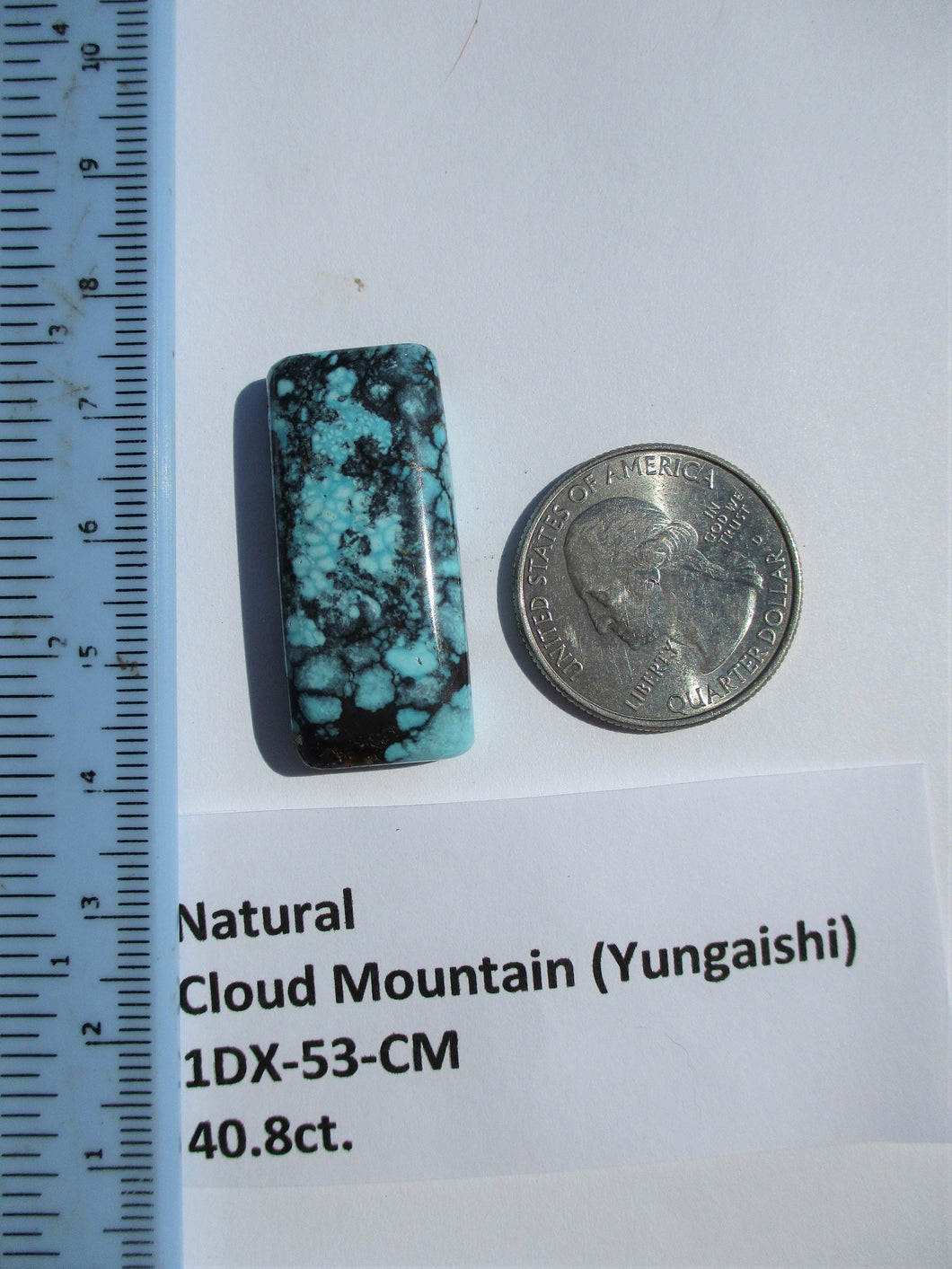 40.8 ct. (34.5x15x7 mm) 100% Natural  Web Cloud Mountain (Yungaishi) Turquoise  Cabochon, Gemstone, # 1DX 53
