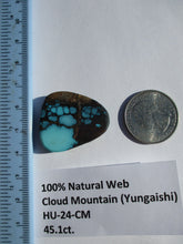 Load image into Gallery viewer, 45.1 ct. (30x26x6.5 mm) 100% Natural High Grade Web Cloud Mountain (Hubei) Turquoise Cabochon Gemstone, # HU 24