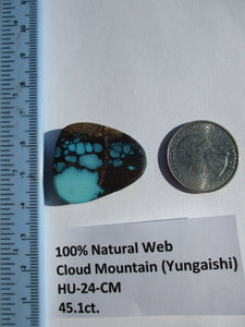 45.1 ct. (30x26x6.5 mm) 100% Natural High Grade Web Cloud Mountain (Hubei) Turquoise Cabochon Gemstone, # HU 24