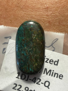 22.9 ct. (33x18x4 mm) Stabilized Qingu Mine (Hubei) Turquoise Cabochon Gemstone, 1DJ 42