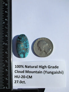 27.0 ct. (29x16x6 mm) 100% Natural Web Cloud Mountain (Hubei) Turquoise Cabochon Gemstone, # HU 20