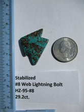 Load image into Gallery viewer, 29.2 ct (37x28x5 mm) Stabilized #8 Web Turquoise Lightning Bolt Cabochon Gemstone, HZ 95