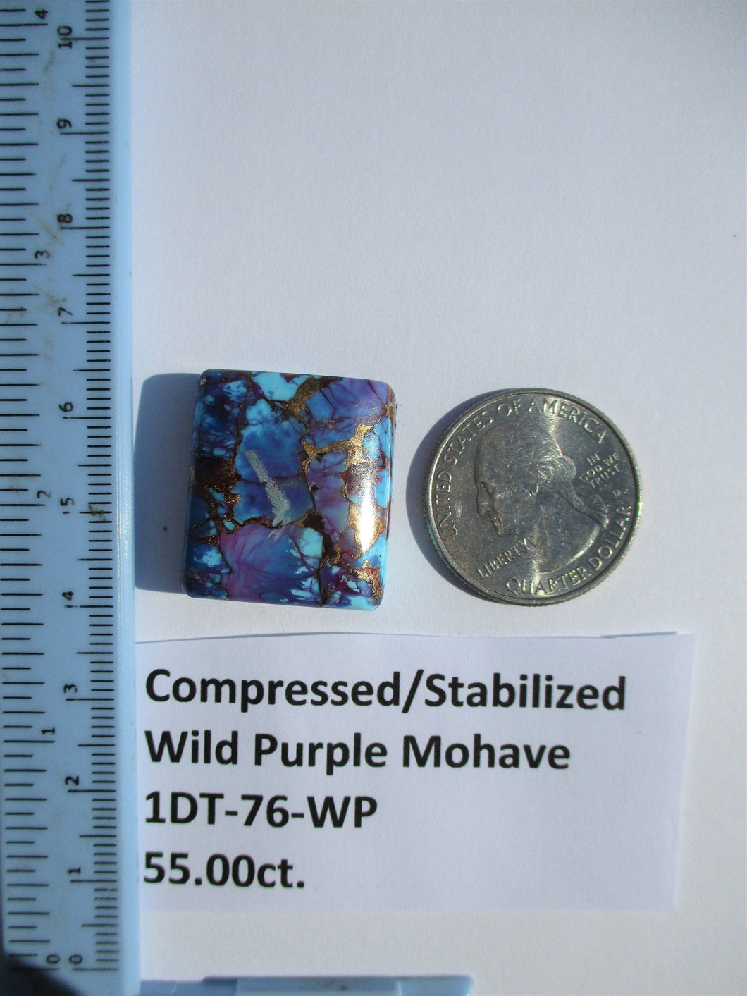 55.0 ct. (25x22x8.5mm) Pressed/Dyed/Stabilized Kingman Wild Purple Mohave Turquoise Gemstone # 1DT 76