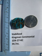 Load image into Gallery viewer, 34.7 ct (25x20x9 mm) Stabilized Kingman Ceremonial Turquoise Cabochon Gemstone, # 1DX 27