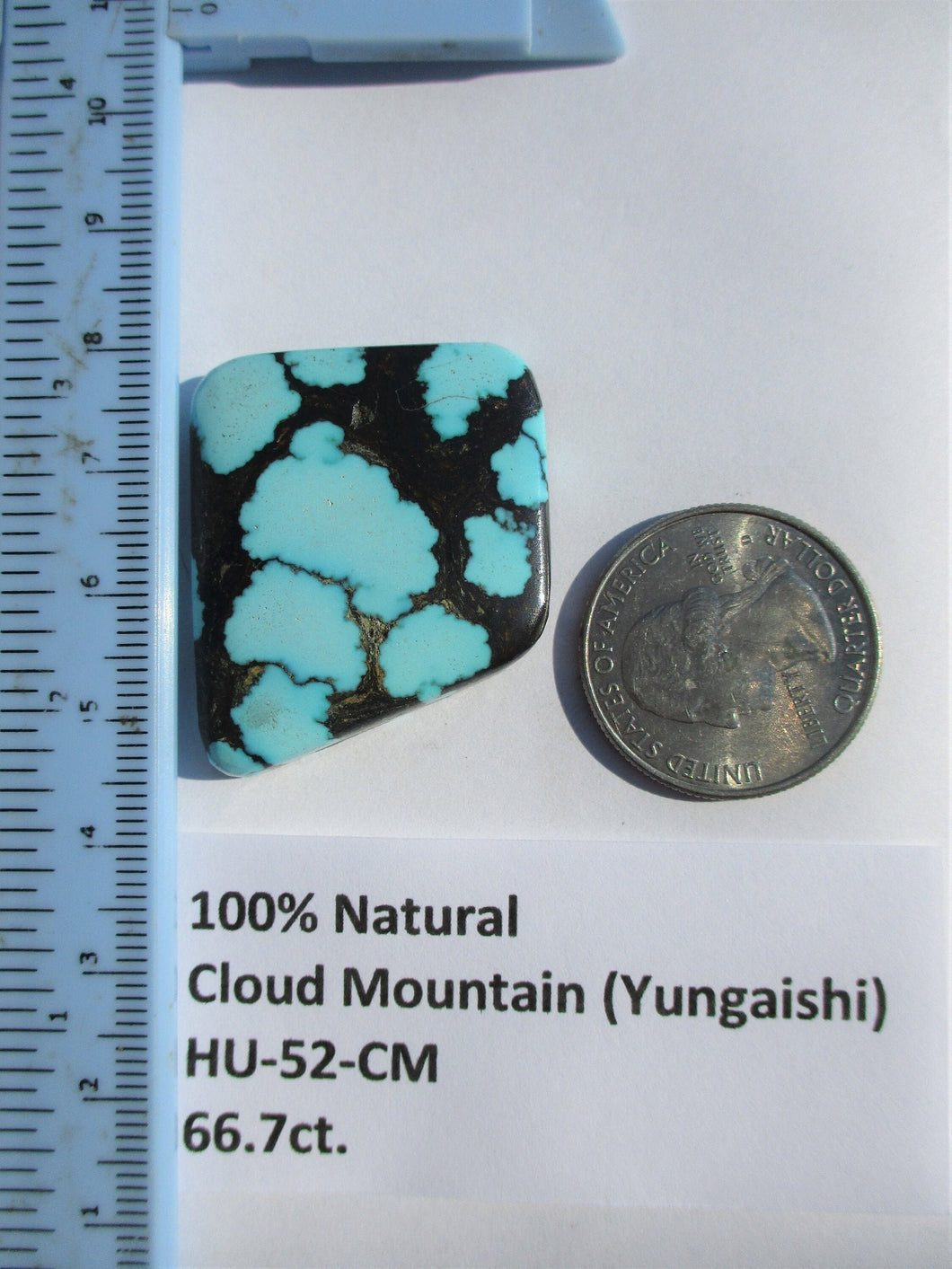 66.7 ct. (35x30x6.5 mm) 100% Natural Web Cloud Mountain (Hubei) Turquoise Cabochon Gemstone, # HU 52