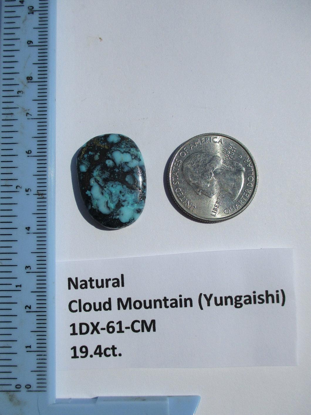 19.4 ct. (26x18.5x4.5 mm) 100% Natural  Web Cloud Mountain (Yungaishi) Turquoise  Cabochon, Gemstone, # 1DX 61