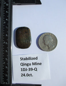 24.0 ct. (29x21x4.5 mm) Stabilized Qingu Mine (Hubei) Turquoise Cabochon Gemstone, 1DJ 39