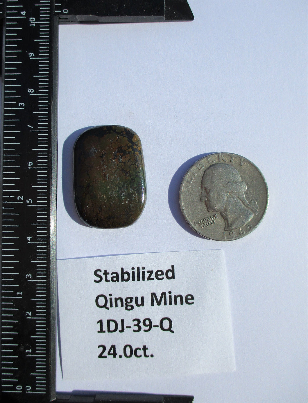 24.0 ct. (29x21x4.5 mm) Stabilized Qingu Mine (Hubei) Turquoise Cabochon Gemstone, 1DJ 39