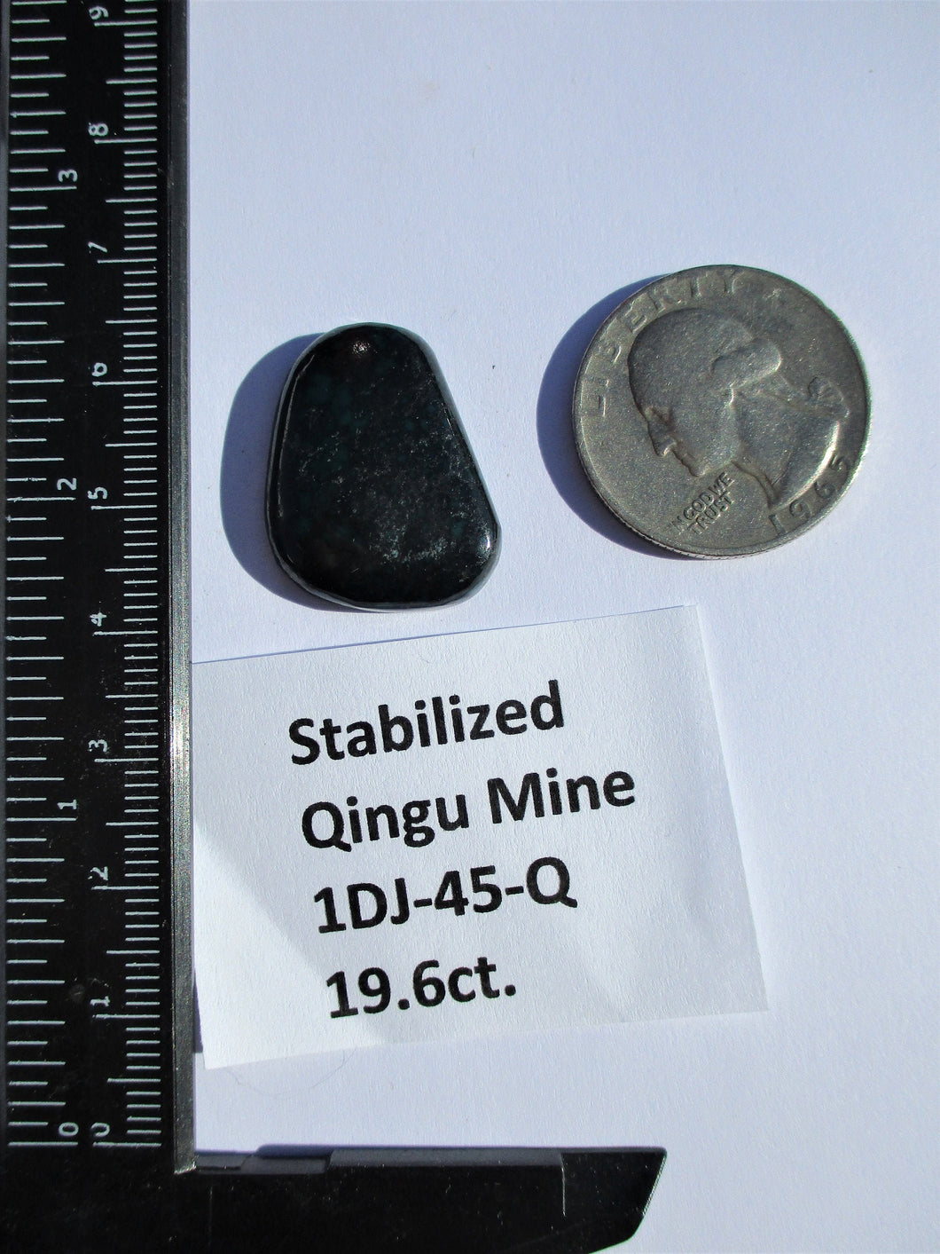 19.6 ct. (24x17x5 mm) Stabilized Qingu Mine (Hubei) Turquoise Cabochon Gemstone, 1DJ 45