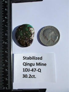 30.2 ct. (28x23x6 mm) Stabilized Qingu Mine (Hubei) Turquoise Cabochon Gemstone, 1DJ 46