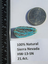 Load image into Gallery viewer, 21.5 ct. (30x14.5x6 mm) 100% Natural Sierra Nevada Turquoise Cabochon Gemstone, # HW 13