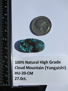 27.0 ct. (29x16x6 mm) 100% Natural Web Cloud Mountain (Hubei) Turquoise Cabochon Gemstone, # HU 20