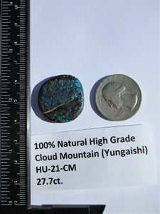 27.7 ct. (26x25x4.5 mm) 100% Natural Web Cloud Mountain (Hubei) Turquoise Cabochon Gemstone, # HU 21