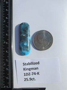 25.9 ct. (40x14x5.5 mm) Stabilized Kingman Turquoise Cabochon Gemstone, # 1DZ 74