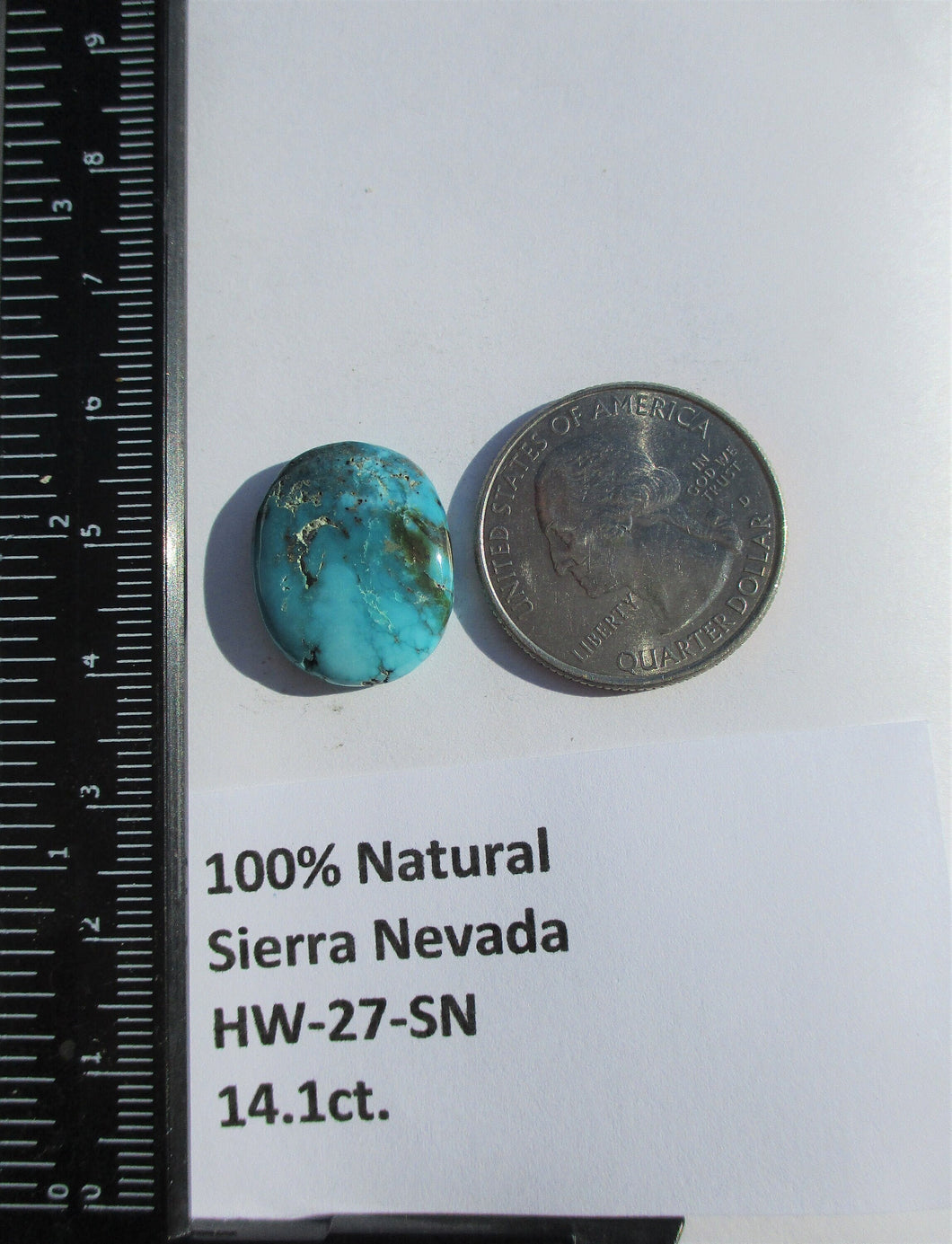 14.1 ct. (19.5x16x5 mm) 100% Natural Sierra Nevada Turquoise Cabochon Gemstone, # HW 27
