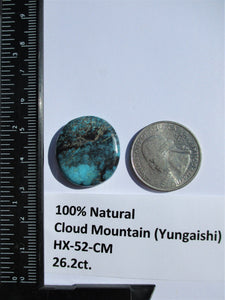 26.2 ct. (25x22.5x5 mm) 100% Natural  Cloud Mountain (Hubei) Turquoise Cabochon Gemstone, # HX 52