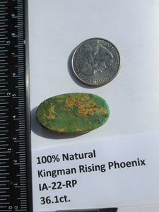 36.1 ct. (34x18.5x6 mm) 100% Natural Kingman Rising Phoenix Turquoise Cabochon Gemstone, # IA 22