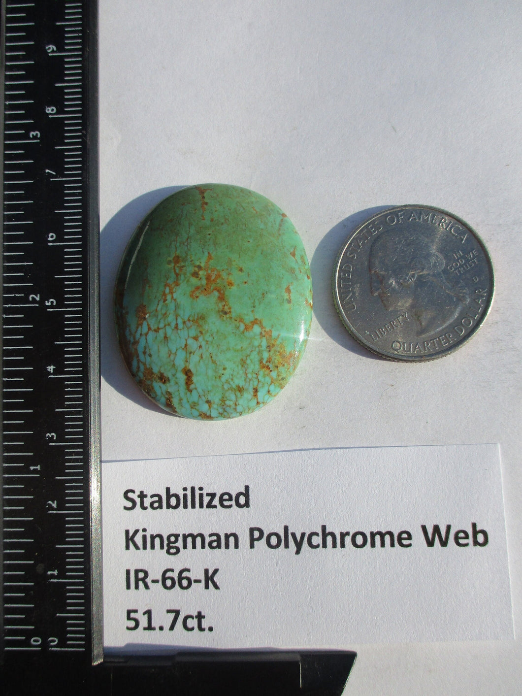 51.7 ct (37x31x7 mm) Stabilized Kingman Polychrome Web Turquoise Cabochon Gemstone, IR 66