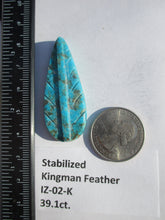 Load image into Gallery viewer, 39.1 ct. (42x19x7 mm) Stabilized Kingman Turquoise Feather Cabochon Gemstone, # IZ 02