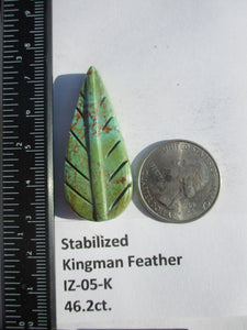 46.2 ct. (44x20x8 mm) Stabilized Kingman Turquoise Feather Cabochon Gemstone, # IZ 05