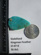 Load image into Gallery viewer, 36.6 ct. (36x23x7 mm) Stabilized Kingman Turquoise Feather Cabochon Gemstone, # IZ 07