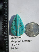 Load image into Gallery viewer, 36.6 ct. (36x23x7 mm) Stabilized Kingman Turquoise Feather Cabochon Gemstone, # IZ 07
