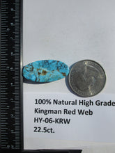 Load image into Gallery viewer, 22.5 ct. (30x14x5.5mm) 100% Natural High Grade Kingman Red Web Turquoise Cabochon Gemstone, # HY 06