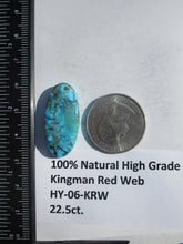 Load image into Gallery viewer, 22.5 ct. (30x14x5.5mm) 100% Natural High Grade Kingman Red Web Turquoise Cabochon Gemstone, # HY 06