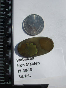 33.1 ct. (39.5x20.5x5 mm) Stabilized Iron Maiden Turquoise Cabochon Gemstone, # IY 40