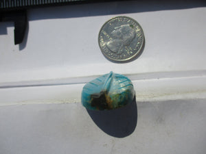 38.8 ct. (35x21x7 mm) Stabilized Kingman Turquoise Feather Cabochon Gemstone, # IZ 11