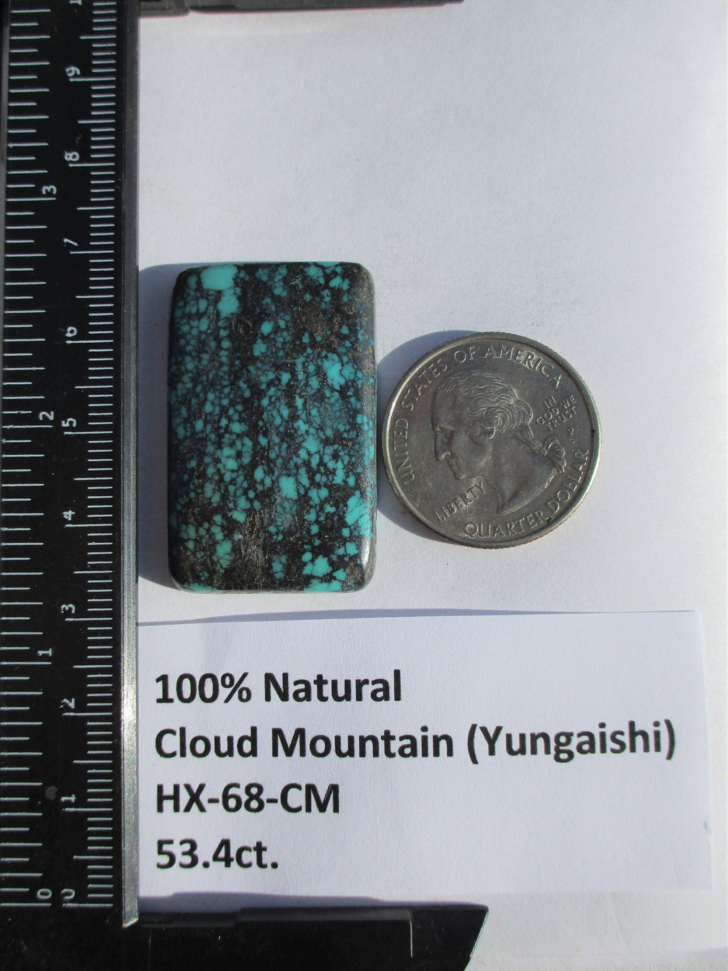 53.4 ct. (37x23.5x5.5 mm) 100% Natural  Web Cloud Mountain (Hubei) Turquoise Cabochon Gemstone, # HX 68
