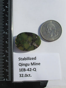32.0 ct. (28x21x6 mm) Stabilized Qingu Mine (Hubei) Turquoise Cabochon, Gemstone, 1EB 42