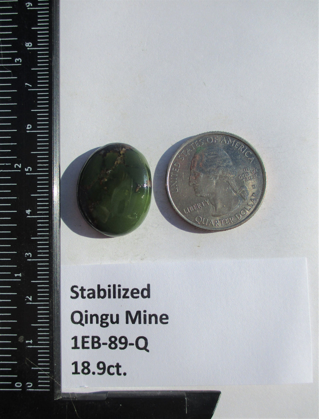 18.9 ct. (23x18x5.5 mm) Stabilized Qingu Mine (Hubei) Turquoise Cabochon, Gemstone, 1EB 89