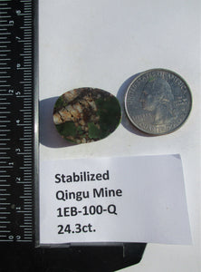 24.3 ct. (24x19x6.5 mm) Stabilized Qingu Mine (Hubei) Turquoise Cabochon, Gemstone, 1EB 100