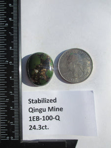 24.3 ct. (24x19x6.5 mm) Stabilized Qingu Mine (Hubei) Turquoise Cabochon, Gemstone, 1EB 100