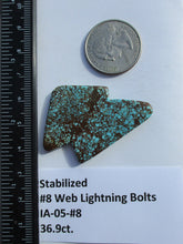 Load image into Gallery viewer, 36.9 ct (46x5x33x4 mm) Stabilized #8 Web Turquoise Lightning Bolt Cabochon Gemstone, IA 05