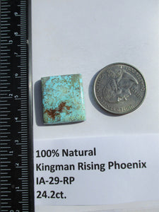 24.2 ct. (22x20x5 mm) 100% Natural Kingman Rising Phoenix Turquoise Cabochon Gemstone, # IA 29